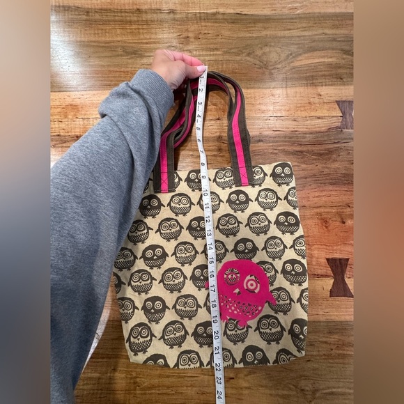 Owl Print Tote Bag - Cream and Pink with a mini wallet - Picture 7 of 12